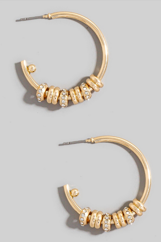 Mixed Pearl Stud Ring Charms Hoop Earrings