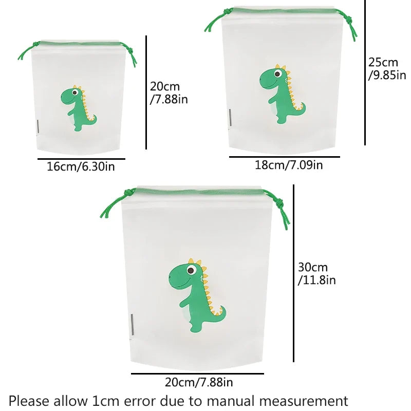 10 Transparent Drawstring Bags with Exquisite Cartoon Patterns, Waterproof and Easy-to-carry Grocery Storage Bags