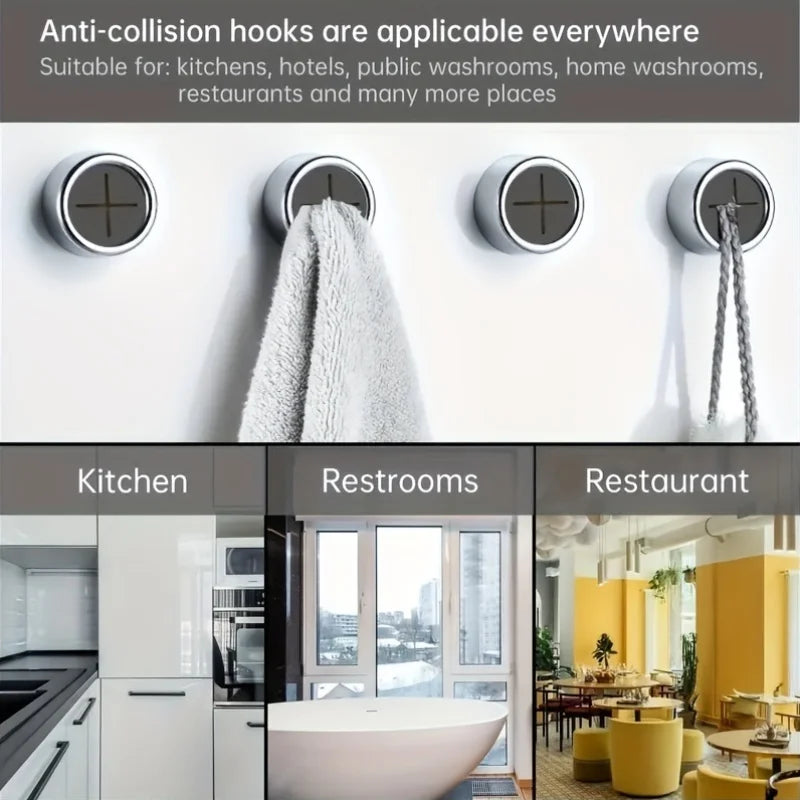 1/3/6pcs Kitchen Towel Hooks Round Adhesive Dish Towel Hook Easy Installation Wall Mount Hand Towel Hook Holders