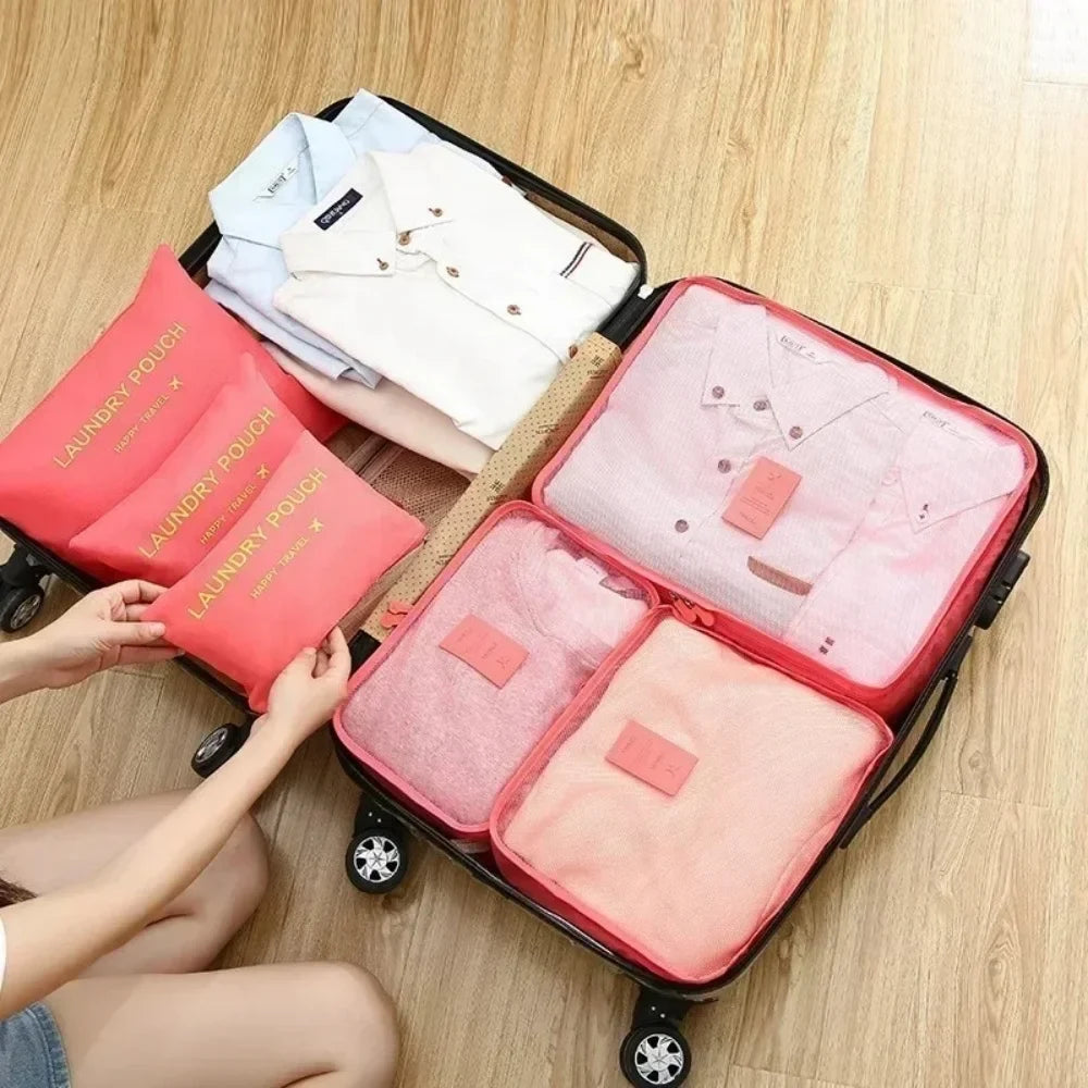 Protable Large Capacity Waterproof Luggage Clothing Underwear Storage Bag 6 Pcs/Set Travel Storage Bag Travel Bag With Zipper