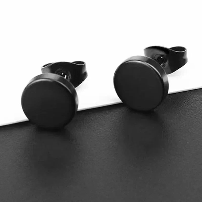 Punk Stainless Steel Stud Earrings Set | Unisex Hip Hop Piercing Jewelry