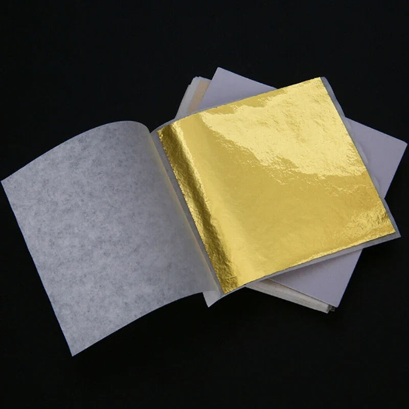 100 Sheets Pure 24K Gold Foil Leaf | For Food Decorations, Gilding, and DIY Crafts