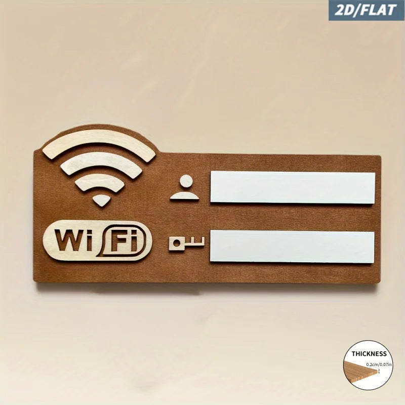 2D Wooden WiFi Password Sign with Erasable Board & Marker, Summer Home/Office/ Airbnb Guest Room Decor for Easy WiFi Access