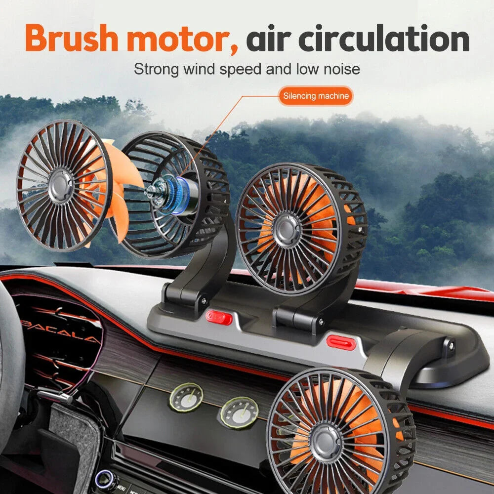 12v Automotive fan Car Fan 24v 360° Adjustable 3 Head Air Fan Low Noise Multifunctional Temporary Parking Card Auto Vehicles fan