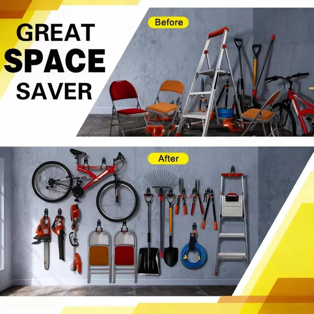 Heavy Duty Metal Hook Garage Organizer Wall Mount Bicycle Hanger Hooks Wall Mount Anti-slip Ladders Storage Hook Garden Tool