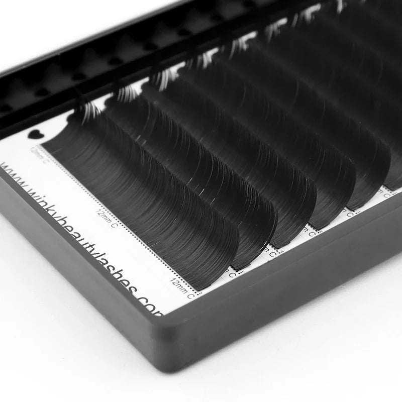 Flat Black Mink Lashes | Ellipse Split Tips Individual Eyelash Extensions