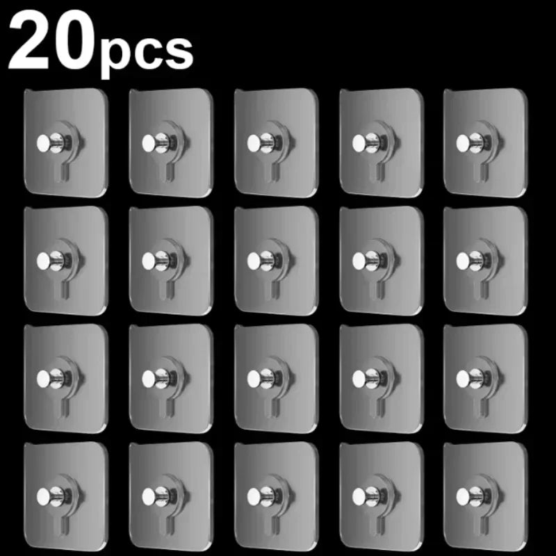 10/50pcs Self-Adhesive Hook Strong Adhesive Picture Frame Nails Hooks Transparent Seamless Wall Hangers Hanging Clock