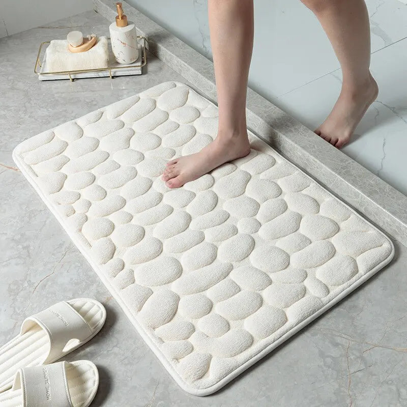 Foot Mat Coral Fleece Floor Mat Household Memory Foam Embroidered Bathroom Thickened Absorbent Floor Mat Door