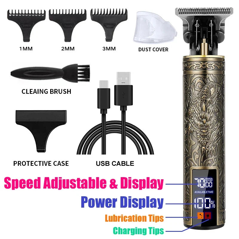 Vintage Hair Clipper USB Charging Hair Cutting Machine Electric Hair Trimmer Portable Shaver Professional Barber Boyfriend Gift