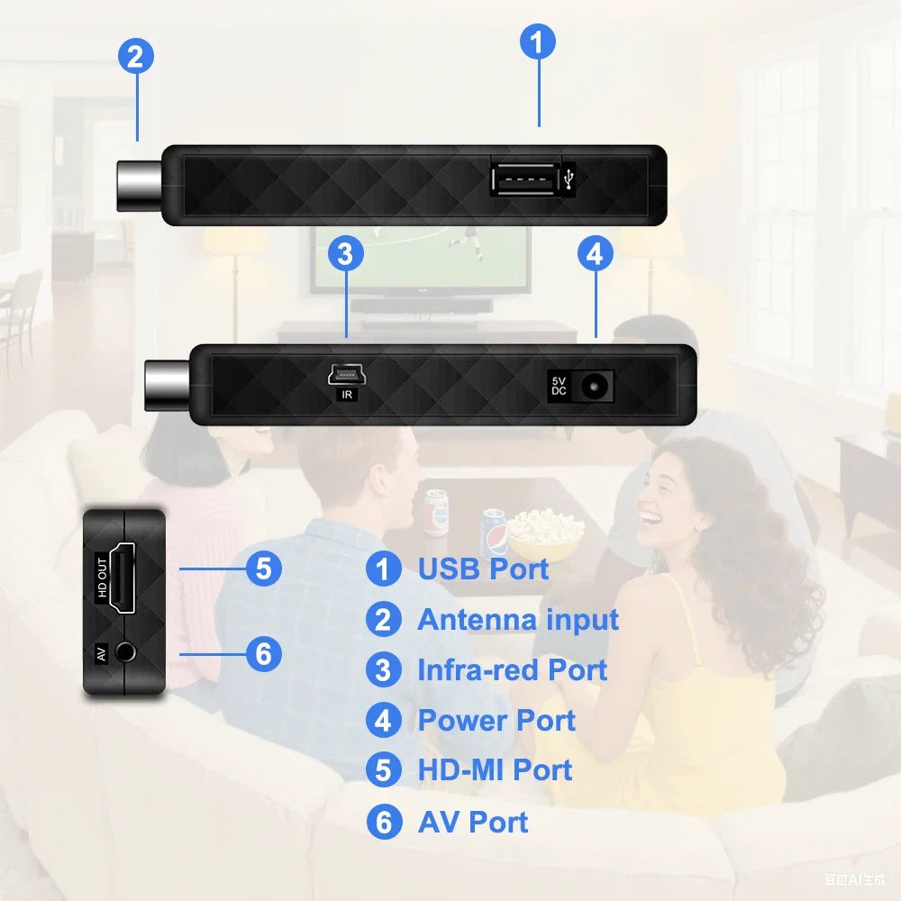 Dluxury New DVB T2 DVB C H.265 Digital TV Decoder HD Free TV Channels 7Days EPG TV Tuner TV STICK for Spain France Itlay ect