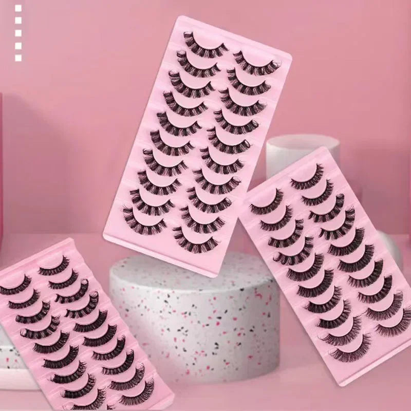 10Pairs 3D Mink Lashes Russian Strip Lash | Dramatic False Eyelashes for Full Volume Look