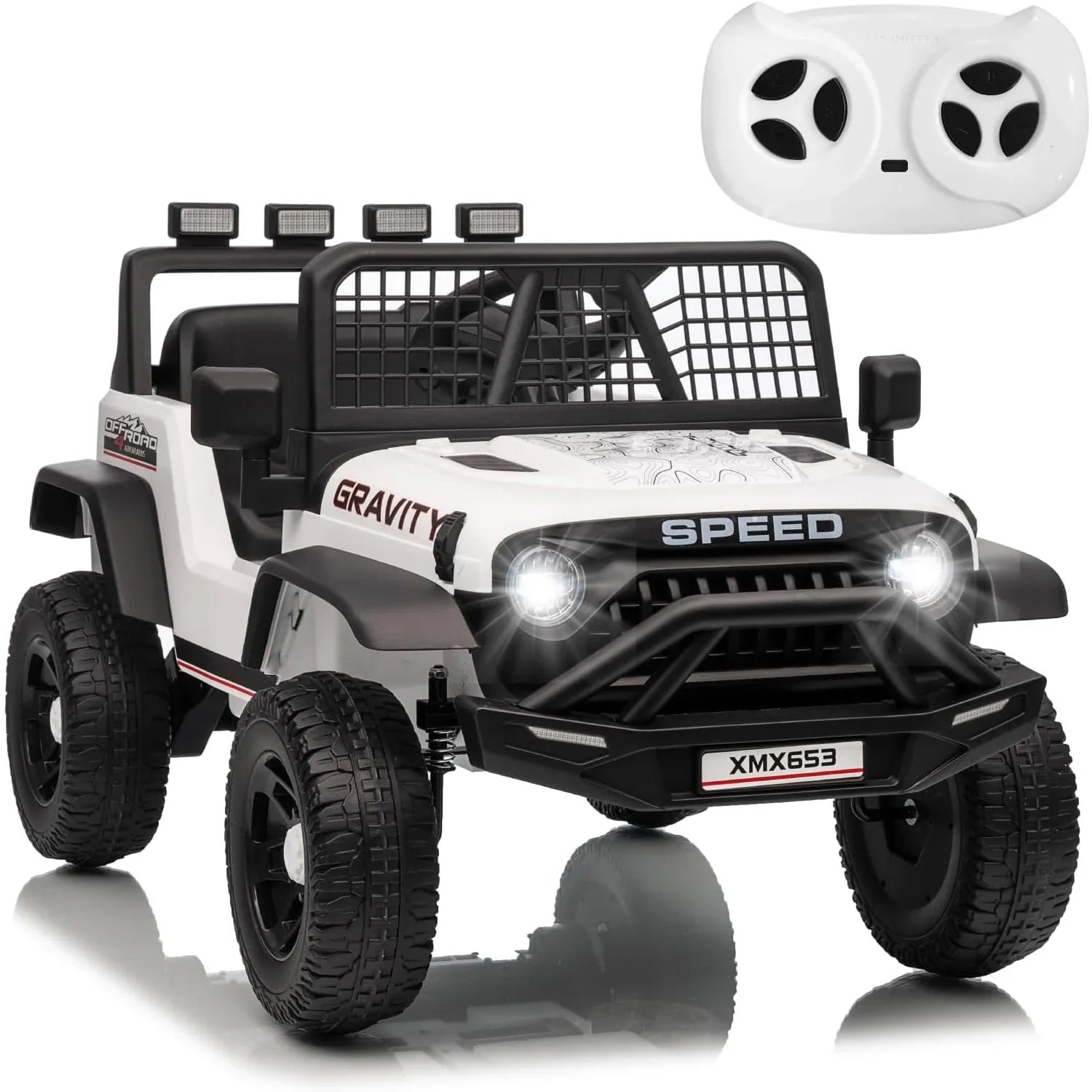 12V Kids Electric Ride on Truck Car w/Parent Remote Control 3 Speeds 5MPH Spring Suspension, LED Lights, Music, Salfty Belts