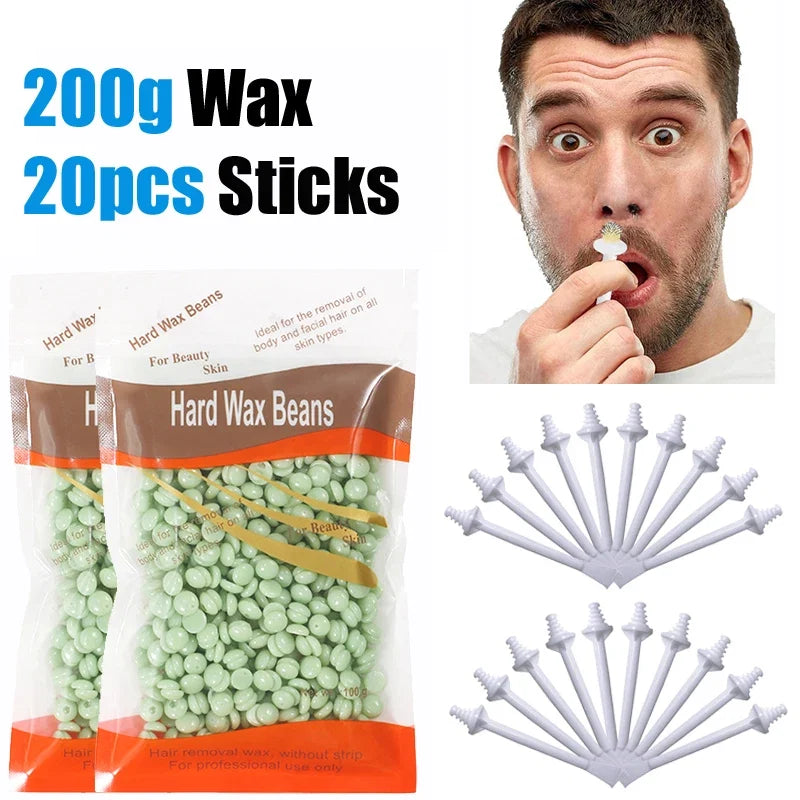 100PCS Nose Wax Sticks Kit Portable Easy Quick Wax Bean Cleaning Wax Kit Painless Nasal Wax Cleaning Tools Set For Hair Removal