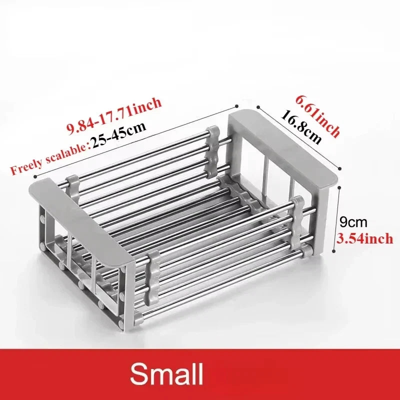 Retractable Drain Basket For Kitchen Sink Storage Basket For Washing Fruits And Vegetables Multifunctional Drain Rack