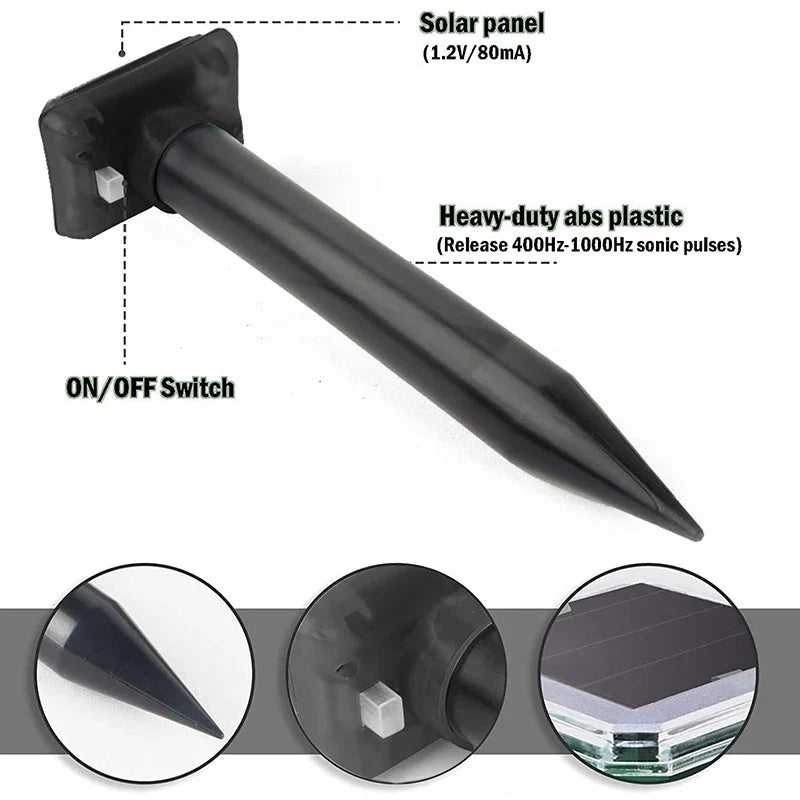 Outdoor solar-powered rat repellent P66 waterproof, suitable for courtyards, gardens, and farms