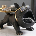 Black Bulldog Storage Decoration Set 1 piece - Stylish resin statue with gold rimmed glasses and dial - Perfect for home