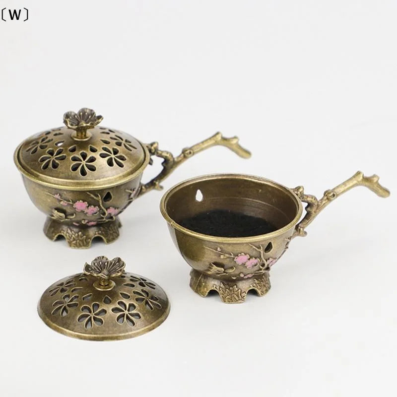 Handheld Plum Blossom Incense Burner | Retro Hollow Out Incense Stick Holder with Handle