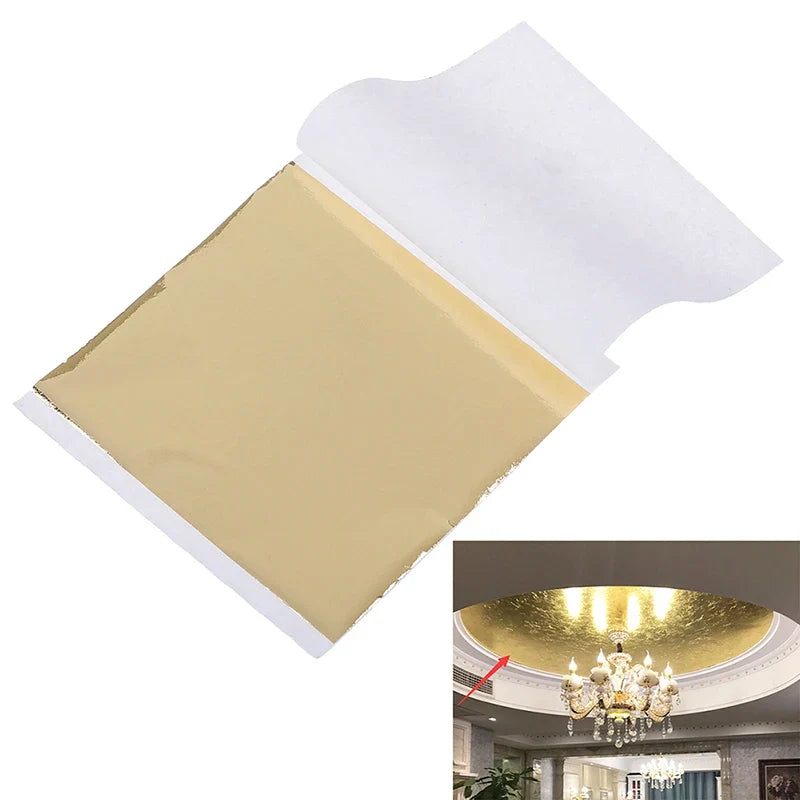 100 Sheets Pure 24K Gold Foil Leaf | For Food Decorations, Gilding, and DIY Crafts