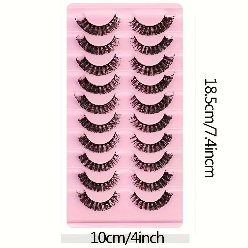 10 Pairs Russian Strip Lashes DD Curl | Fluffy Wispy Faux Mink Lashes Pack