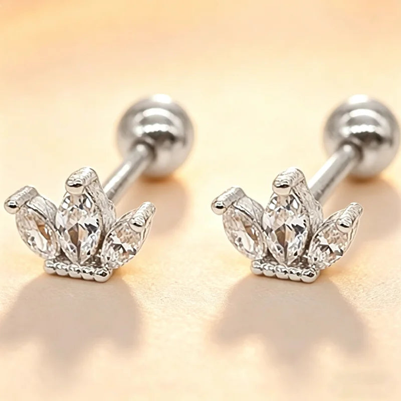 Heart Stud Earrings | Screw Back Cartilage Earrings for Women