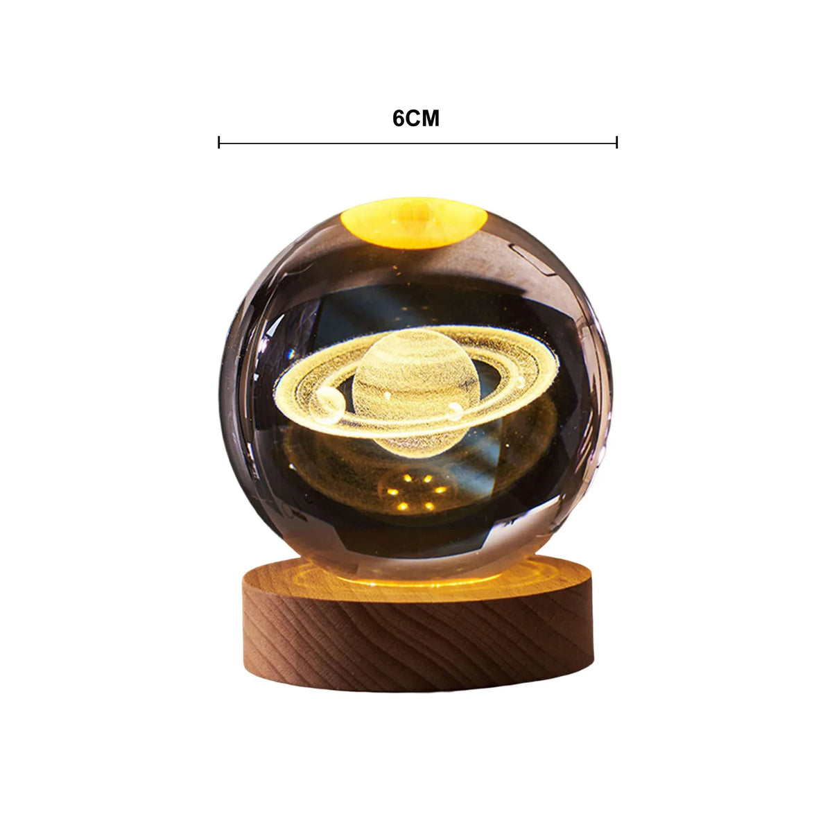 6cm Bedside Lamp Solar Theme Cosmos Series Crystal Ball Night Lights Milky Way Moon Small Ornaments for Desk Creative Gift RGB