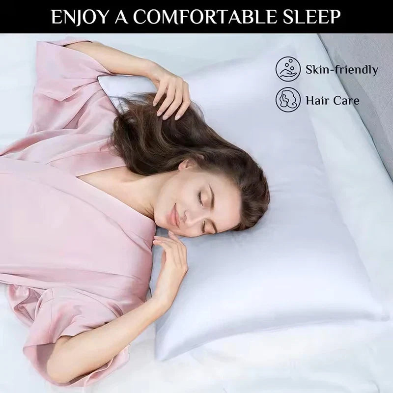 2pcs Satin Silk Pillowcase for Hair and Skin, Coral Pillow Cases Standard Size Set of Super Soft Pillow Case