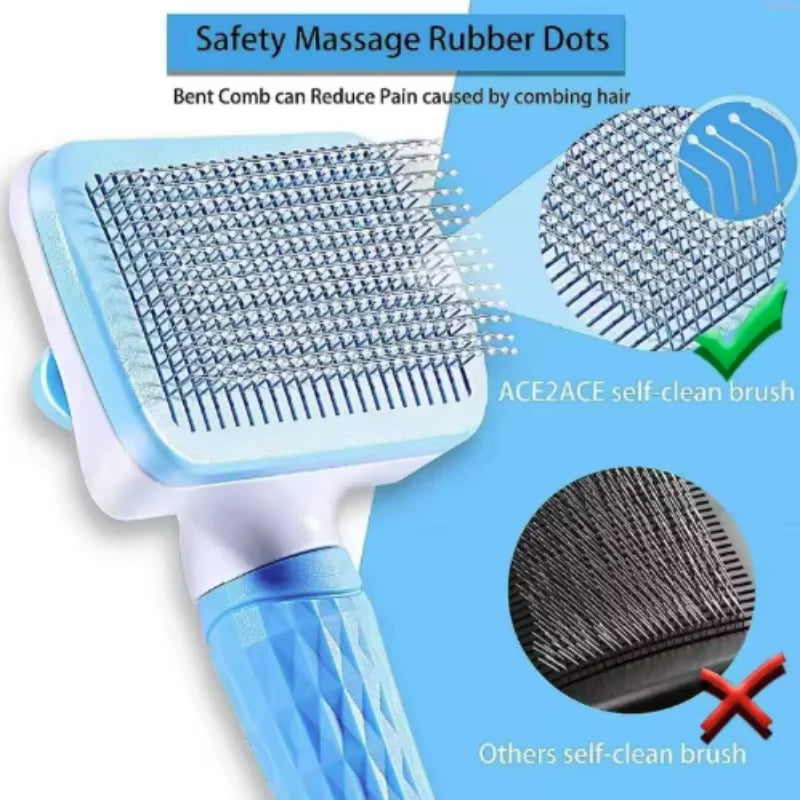 Pet Deshedding Comb | Self Cleaning Needle Brush for Dogs and Cats