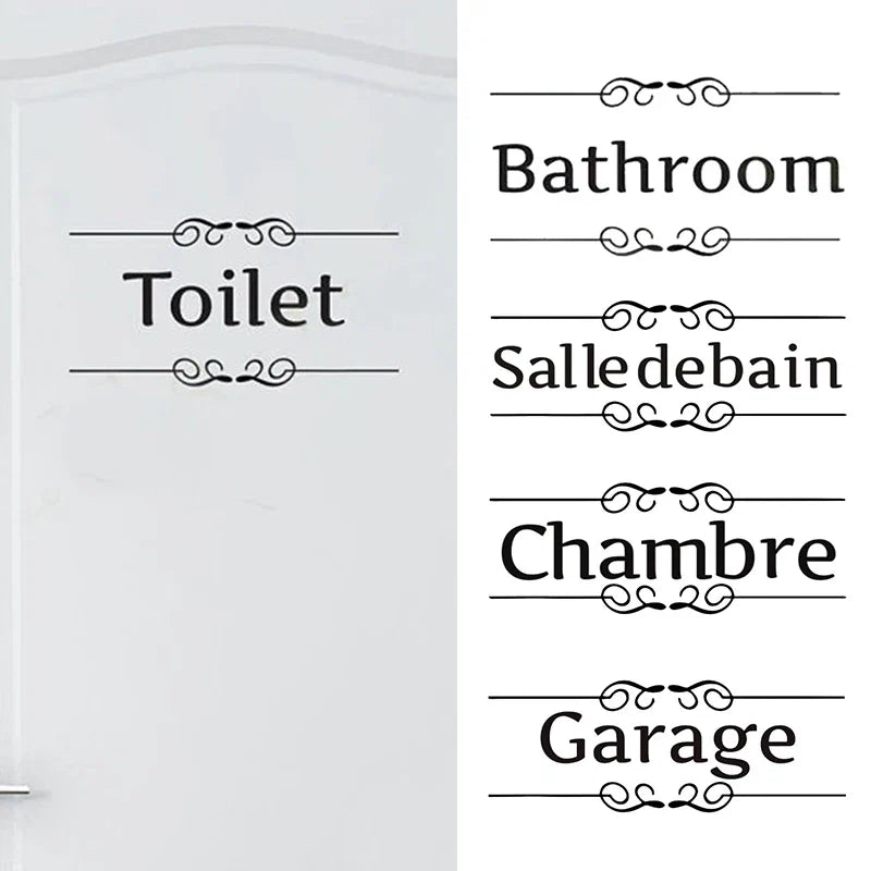 French Bathroom Toilet Sign Vinyl Sticker Decal | WC Entrance Sign Door Decal for France Home