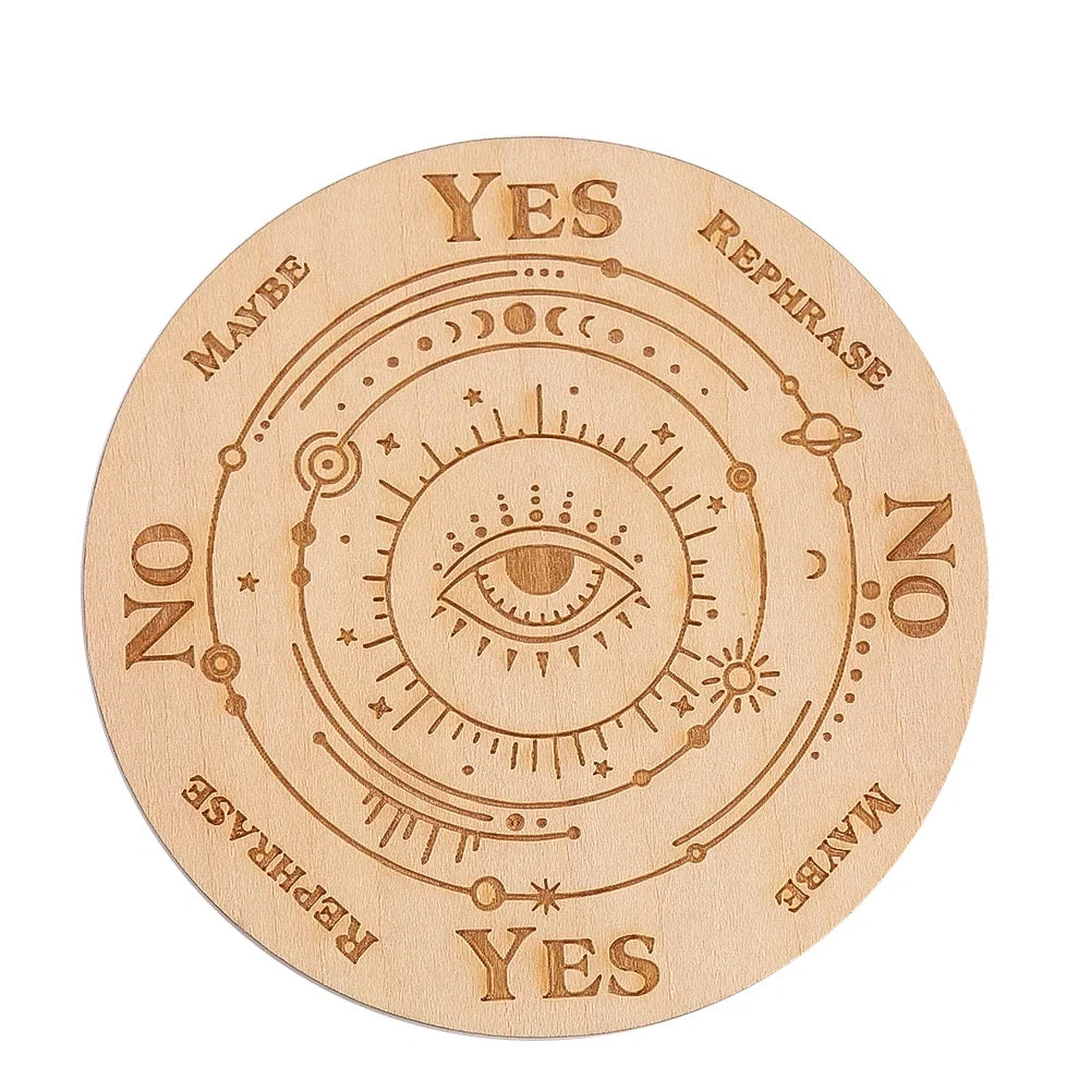 10cm Crystal Grid Wooden Display Board | Laser Engraved Spiritual Decor
