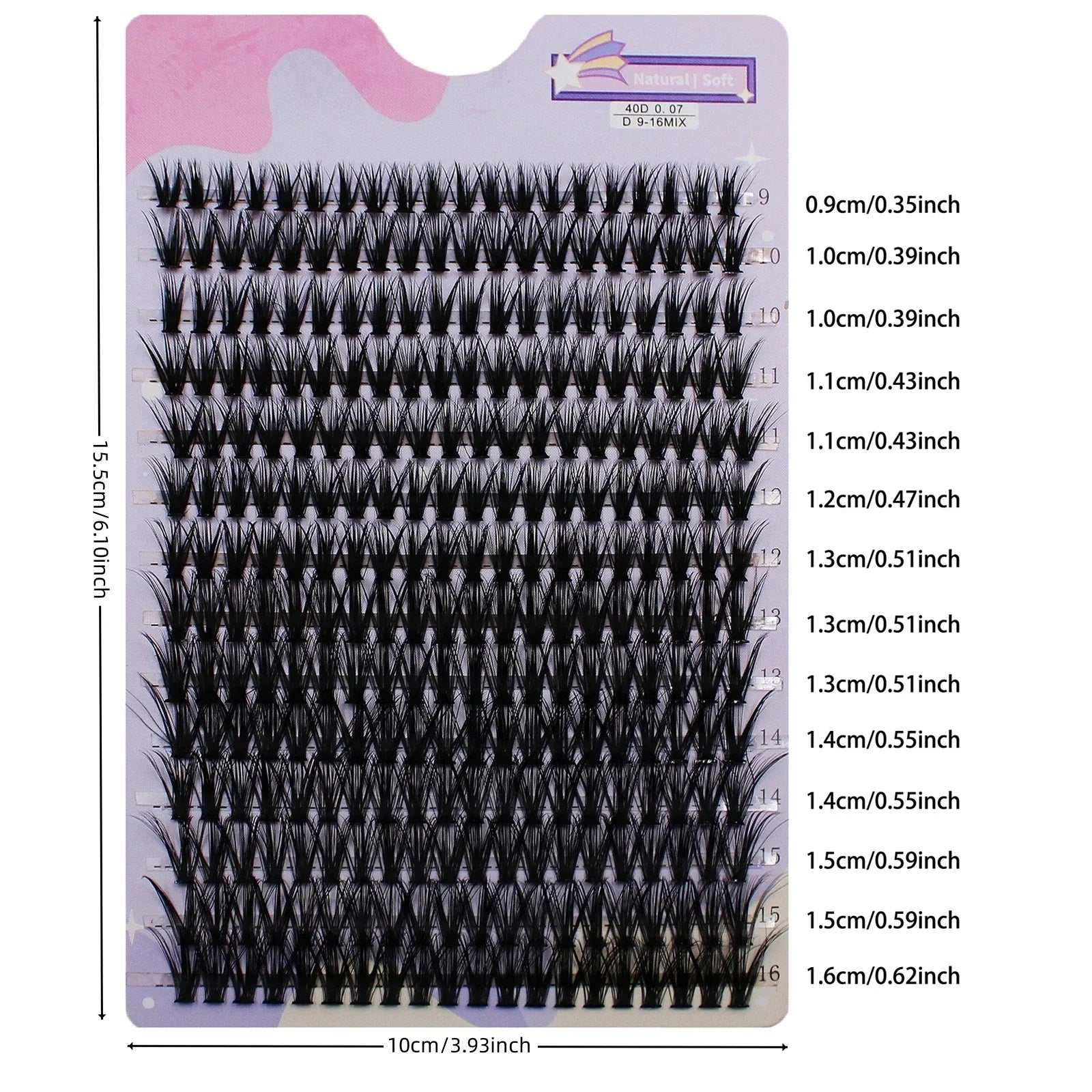 14 Rows 280 Clusters 40D Mix 9-16mm Cluster Lashes Extension | Natural Thick Strip Lashes