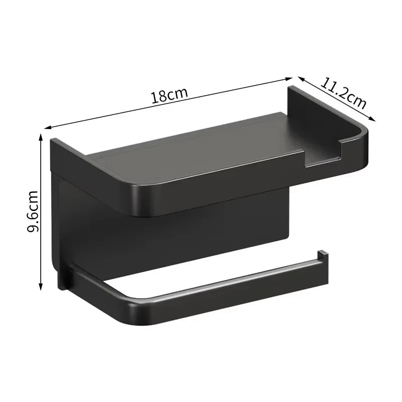 1 Pack Wall-Mounted No-Drill Toilet Paper Holder with Shelf Phone Holder Bathroom Tissue Roll Dispenser Polypropylene Material