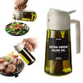 Olive Oil Dispenser,Sprayer for Cooking 2 in 1- Spray and Pour,Dark Green Glass Oil Bottlewith Stickers,16oz/470ml Oil Sprayer