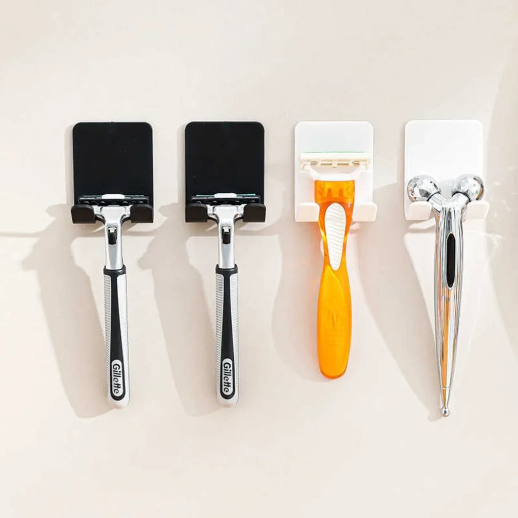 2pcs Adhesive Razor Holder Wall Mounted Bathroom for Shower Rack Shaver Holder Plastic Hook Holder Does Not Damage The Furniture