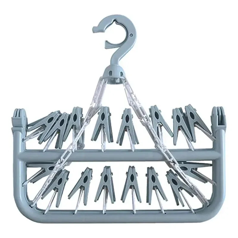 1/3PCS Foldable Drip Hanger with 32 Clips - Plastic Hanging Drying Rack for Clothes Underwear Socks Suitable for Bedroom Balcony