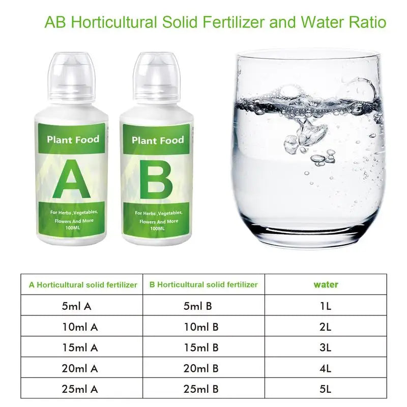 Hydroponic Nutrient Liquid A and B Fertilizer Solution Kit Hydroponic Nutrients for Growing Plant Flowers Food Vegetable Fruit