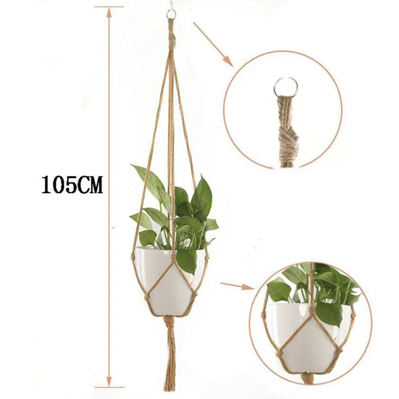 Gardening Green Plant Hanging Basket Cotton Rope Hanger Flower Pot  Handmade Macrame Pot Pocket Wall Boho Courtyard  Home Decor