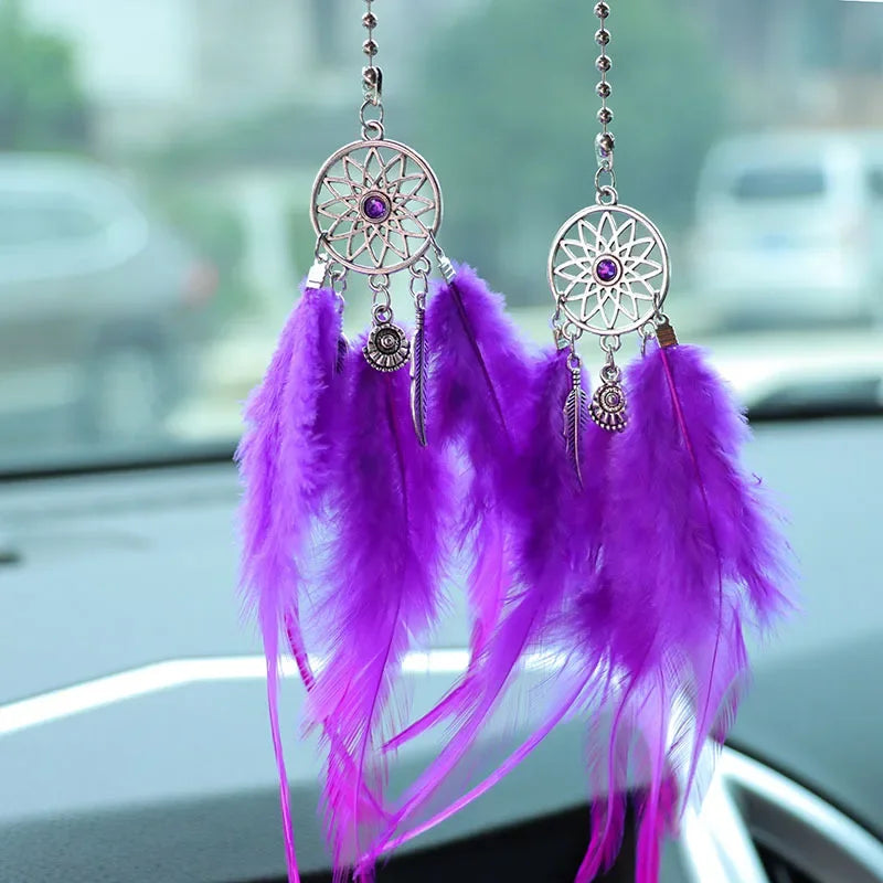 1/2pcs Car Interior Accessories Dream Catcher Multi Color Car Interior Rearview Mirror Hangings Lucky Car Ornament Decor
