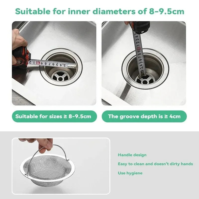 Stainless Steel Bathtub Hair Catcher Stopper Shower Drain Hole Filter With Handle Metal Sink Strainer Floor Drain For Kitchen