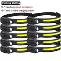1-10PCS LED Sensor Headlamp Built-in Battery USB Rechargeable Head Flashlight Headlight Head Torch Camping Fishing Search Light