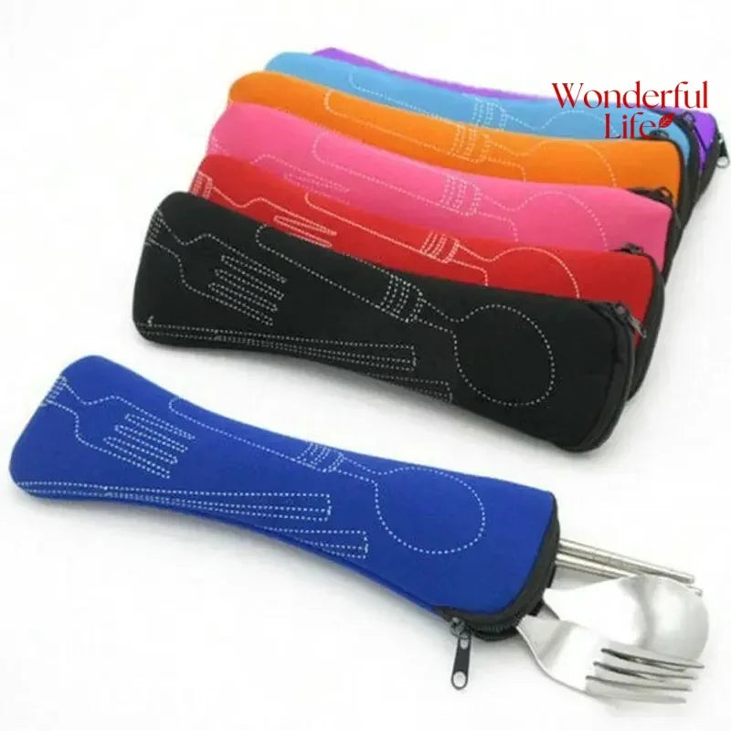 1/2Pcs Home Kitchen Portable Cutlery Bags Picnic Fork Spoon New Travel Packaging Tableware Bag Without Dinnerware Tableware Case
