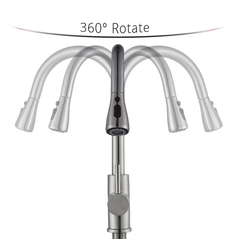 Kitchen Sink Faucets stainless steel Pull Out Kitchen Sink Water Tap Deck Mounted Mixer Stream Sprayer Head Hot Cold Taps