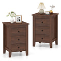 Set of 2 Nightstand End Beside Table Drawers