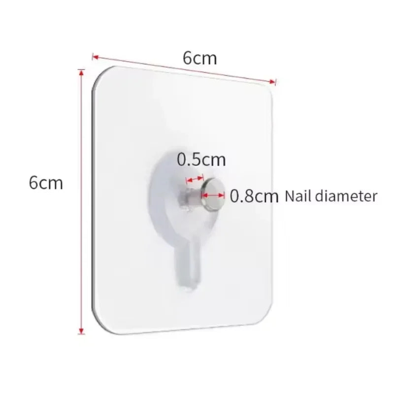 10/50pcs Self-Adhesive Hook Strong Adhesive Picture Frame Nails Hooks Transparent Seamless Wall Hangers Hanging Clock