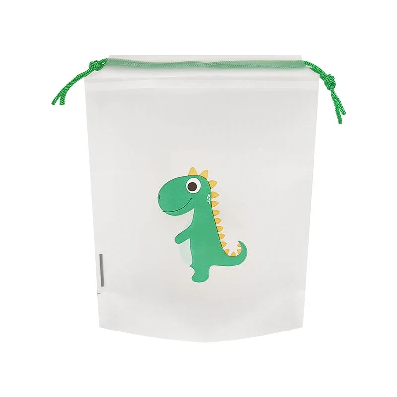 10 Transparent Drawstring Bags with Exquisite Cartoon Patterns, Waterproof and Easy-to-carry Grocery Storage Bags
