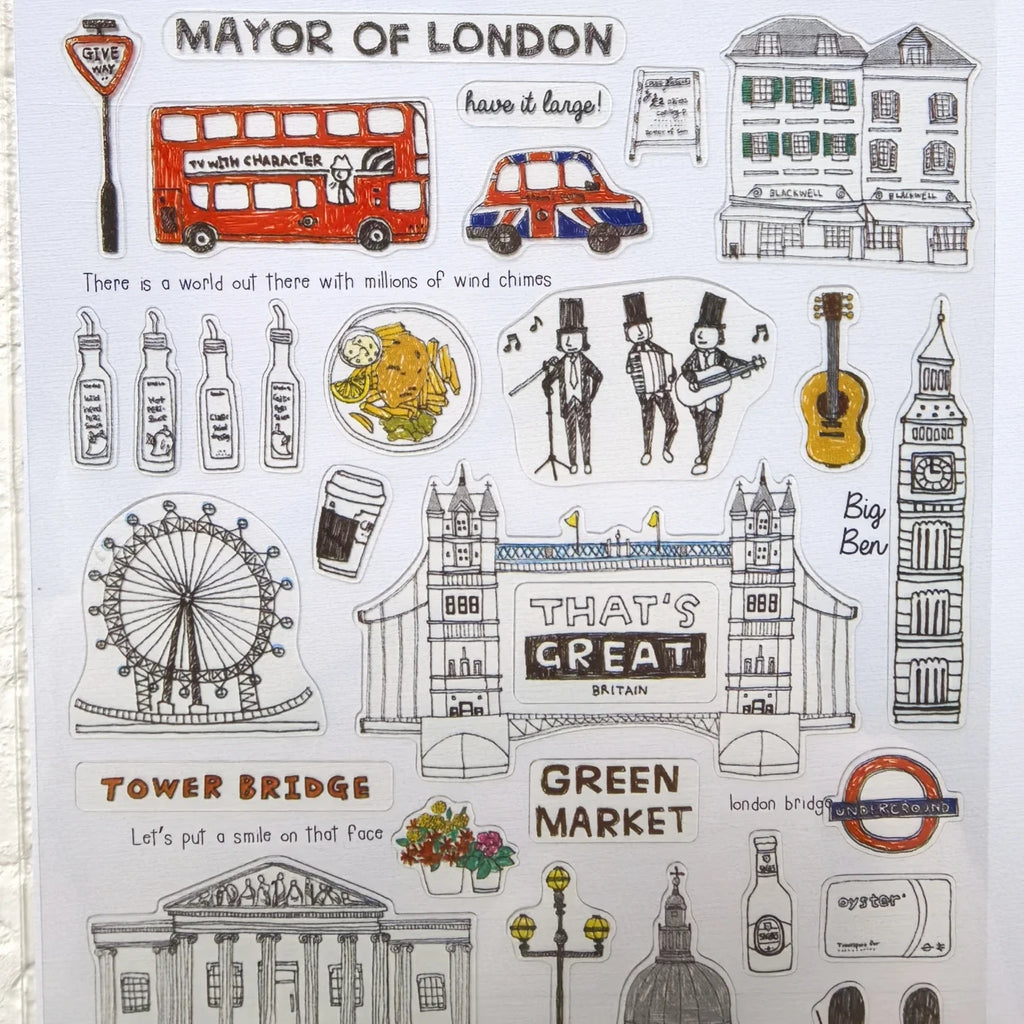 London Travel Sticker Set | PVC Scrapbook Decoration Kit