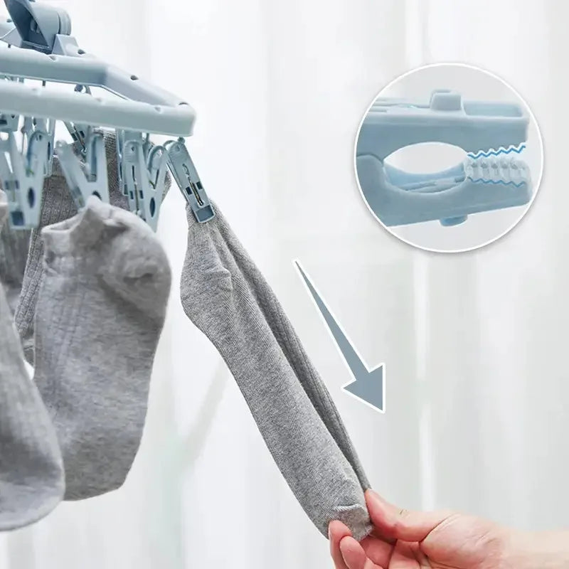1/3PCS Foldable Drip Hanger with 32 Clips - Plastic Hanging Drying Rack for Clothes Underwear Socks Suitable for Bedroom Balcony