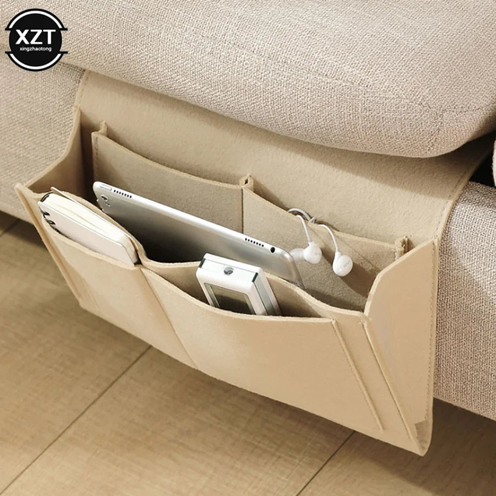 1pc Felt Bedside Storage Organizer Phone Book Magazine Holder Pockets Hanging Storage Bag Baby Tissue Box For Bed Sofa Side Pouc