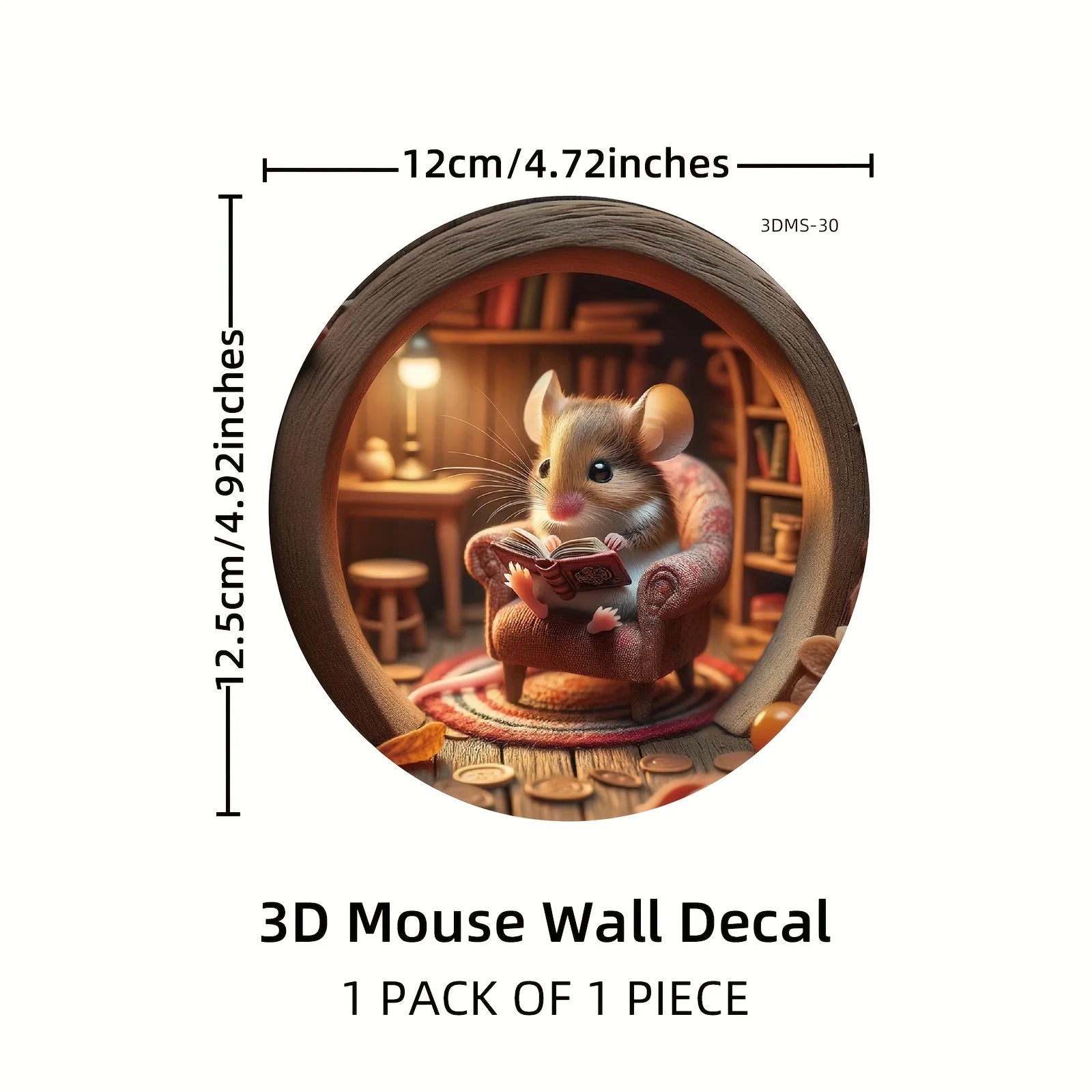 3D Mouse In Hole Wall Stickers | Waterproof Self-Adhesive Wall Decals