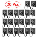 10/20 Pcs Self Adhesive Hooks Rotating Waterproof Strong Hook Holder Wall Door Storage Hanging Hooks Kitchen Bathroom Organizer