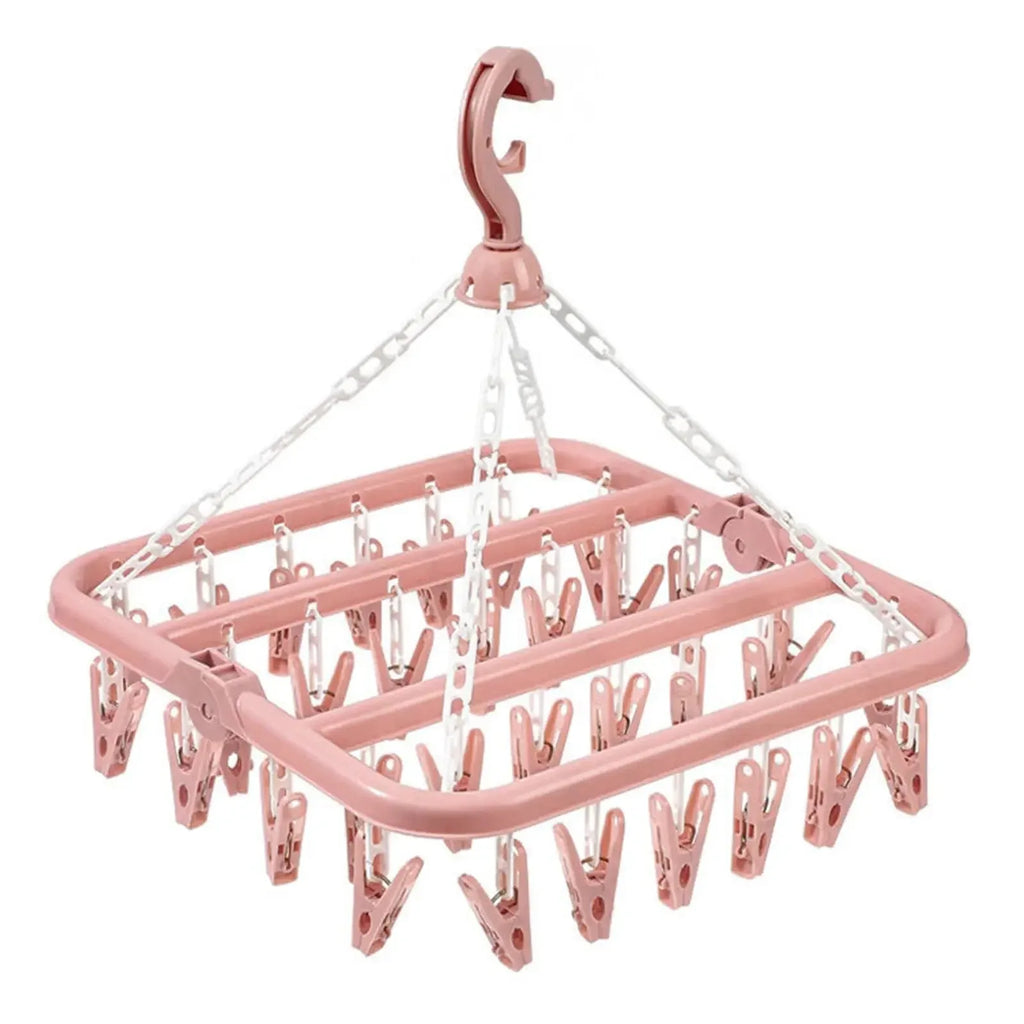 1/3PCS Foldable Drip Hanger with 32 Clips - Plastic Hanging Drying Rack for Clothes Underwear Socks Suitable for Bedroom Balcony